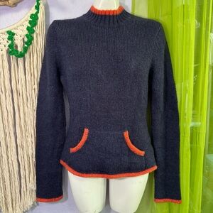 Vintage Silver Label Mohair Blend Sweater Navy/Orange Women’s Medium